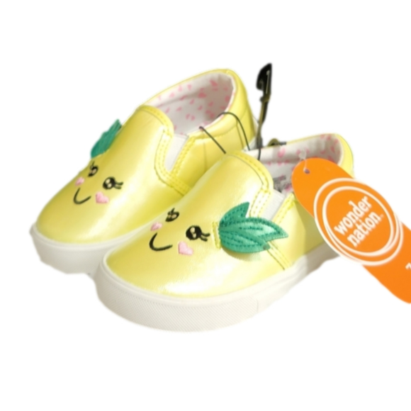 NEW WITH TAGS Wonder Nation Girl Slip On Sneakers Yellow Size 7 - Picture 9 of 12
